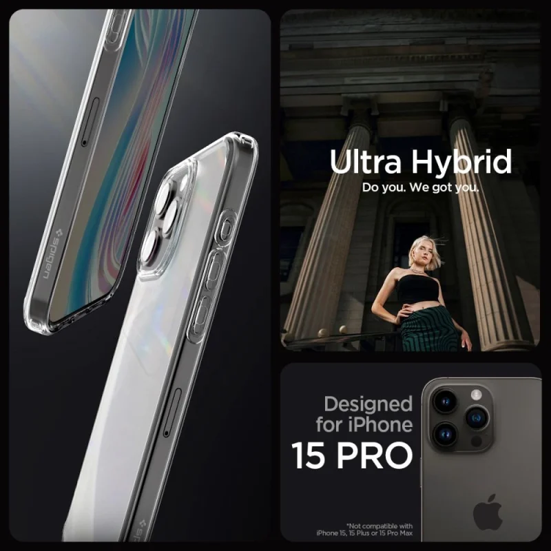 Etui Spigen Ultra Hybrid na iPhone 15 Pro - przezroczysto-matowe - obrazek 6