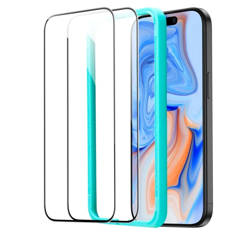 Szkło hartowane ESR Tempered Glass na iPhone 15 - czarne 2 szt. - obrazek 10