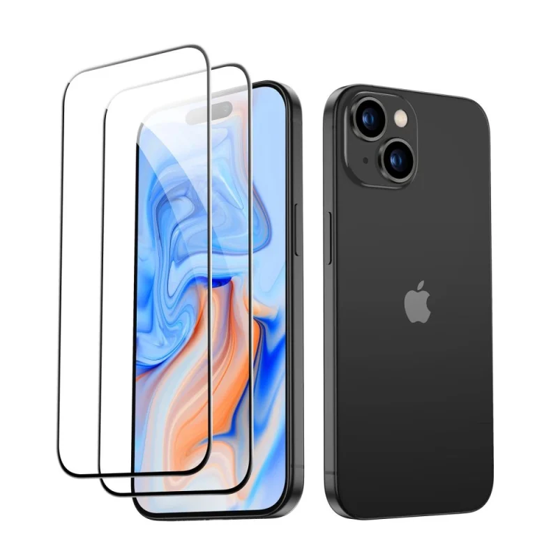 Szkło hartowane ESR Tempered Glass na iPhone 15 - czarne 2 szt. - obrazek 2