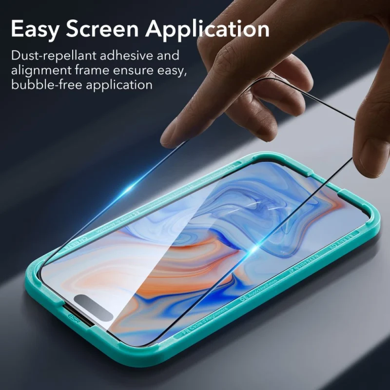 Szkło hartowane ESR Tempered Glass na iPhone 15 - czarne 2 szt. - obrazek 9