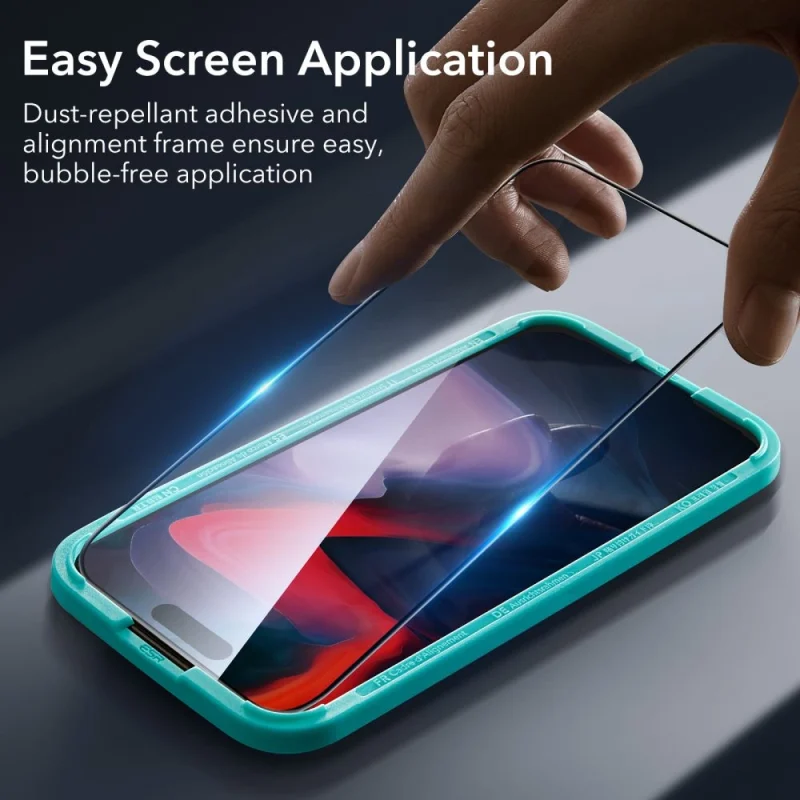 Szkło hartowane ESR Tempered Glass na iPhone 15 Pro - czarne 2 szt. - obrazek 9