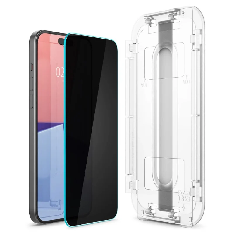 Szkło hartowane Spigen Glas.tR EZ Fit Privacy na iPhone 15 Pro - obrazek 2