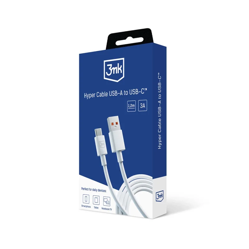 Kabel 3mk Hyper Cable USB-A / USB-C 1.2m 5A - biały - obrazek 10