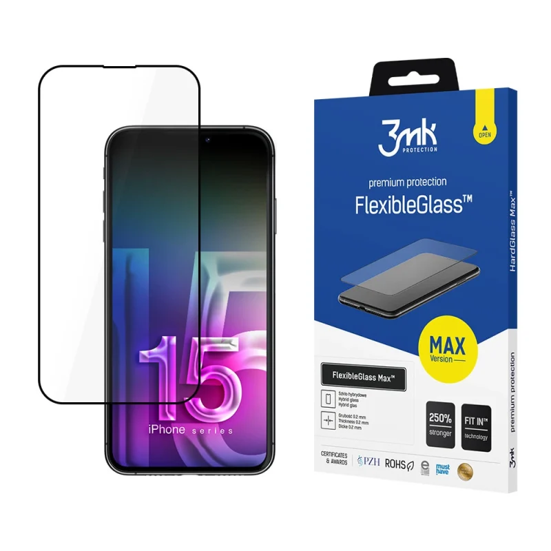 Szkło hybrydowe 3mk FlexibleGlass Max™ na iPhone 15