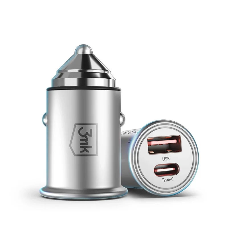 Ładowarka samochodowa 3mk Hyper Car Charger 45W USB-C USB-A - srebrna - obrazek 4