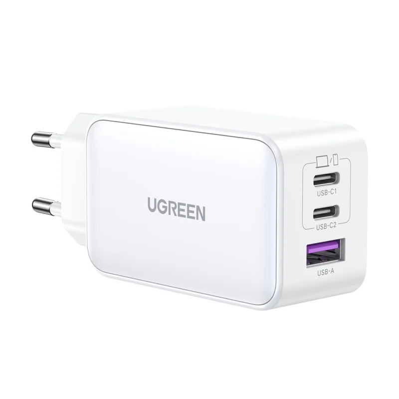 Szybka ładowarka sieciowa GaN Ugreen CD244 65W USB-A / 2x USB-C - biała - obrazek 2