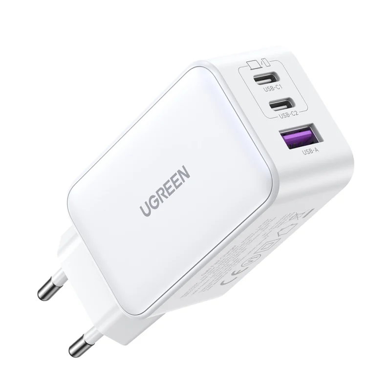 Szybka ładowarka sieciowa GaN Ugreen CD244 65W USB-A / 2x USB-C - biała - obrazek 3