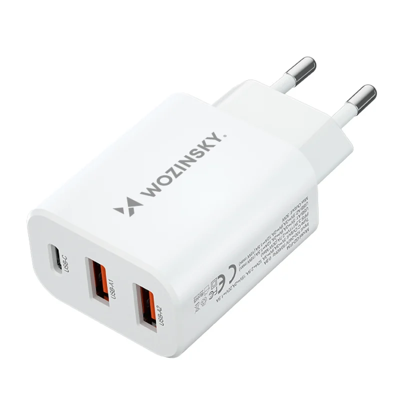 Ładowarka sieciowa Wozinsky CWCUCW 30W USB-C / 2 x USB-A - biała - obrazek 3