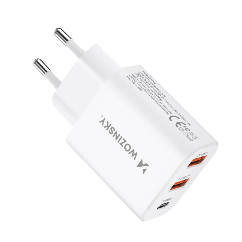 Ładowarka sieciowa Wozinsky CWCUCW 30W USB-C / 2 x USB-A - biała - obrazek 4