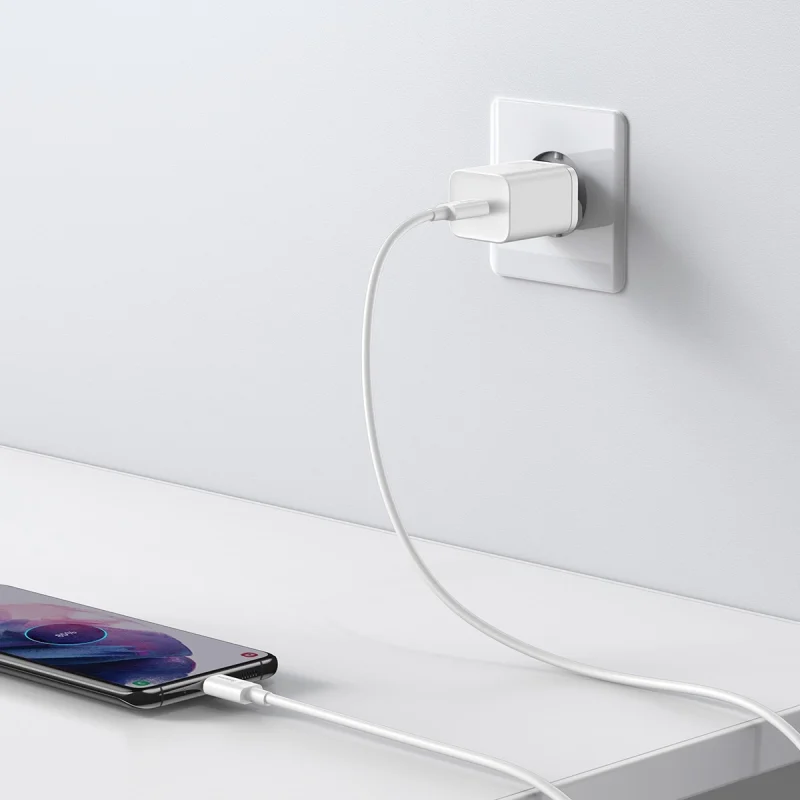 Szybka ładowarka sieciowa Baseus Si USB-C 25W 3A z kablem USB-C / USB-C 1m - biały - obrazek 9