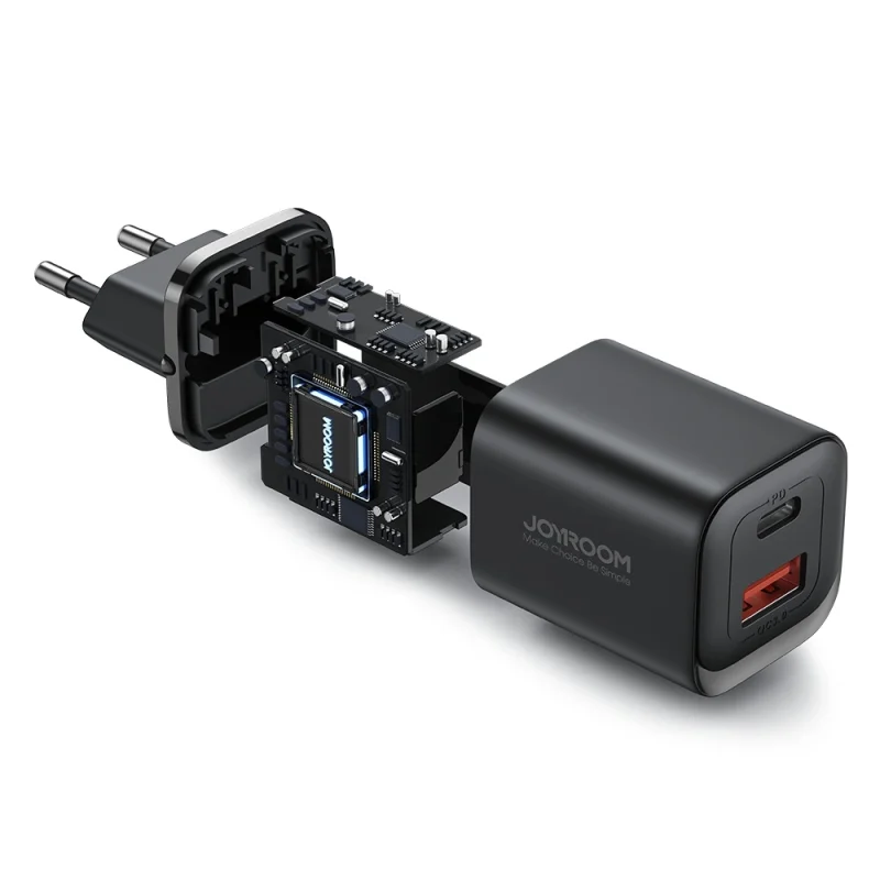 Szybka ładowarka sieciowa Joyroom JR-TCF08EU Speed Series 30W USB-A / USB-C PD/QC/AFC/FCP - czarna - obrazek 7