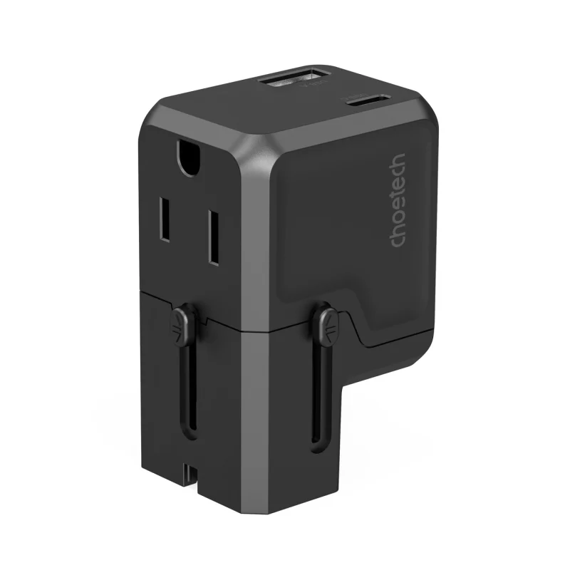 Ładowarka podróżna Choetech PD6038 USB-C USB-A PD 20W USA EU UK AU - czarna - obrazek 2