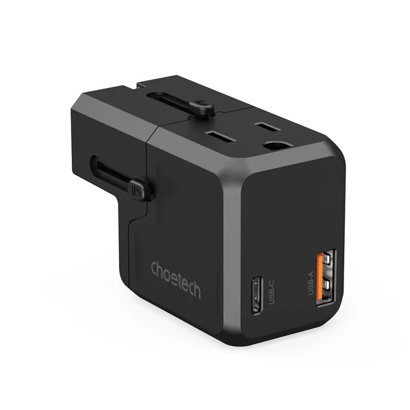 Ładowarka podróżna Choetech PD6038 USB-C USB-A PD 20W USA EU UK AU - czarna - obrazek 5