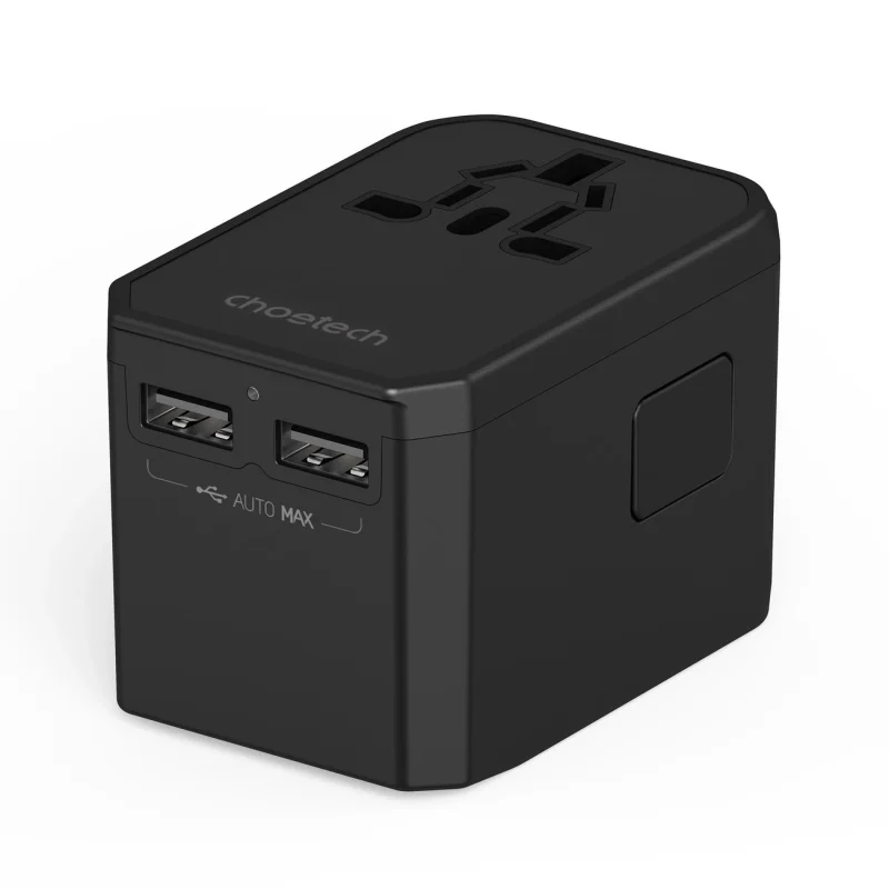 Ładowarka podróżna GaN Choetech PD6045 USB-C USB-A 45W z wtyczkami USA EU UK AU - czarna - obrazek 2