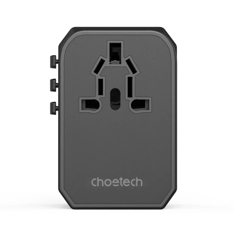 Ładowarka podróżna GaN Choetech PD6045 USB-C USB-A 45W z wtyczkami USA EU UK AU - czarna - obrazek 5