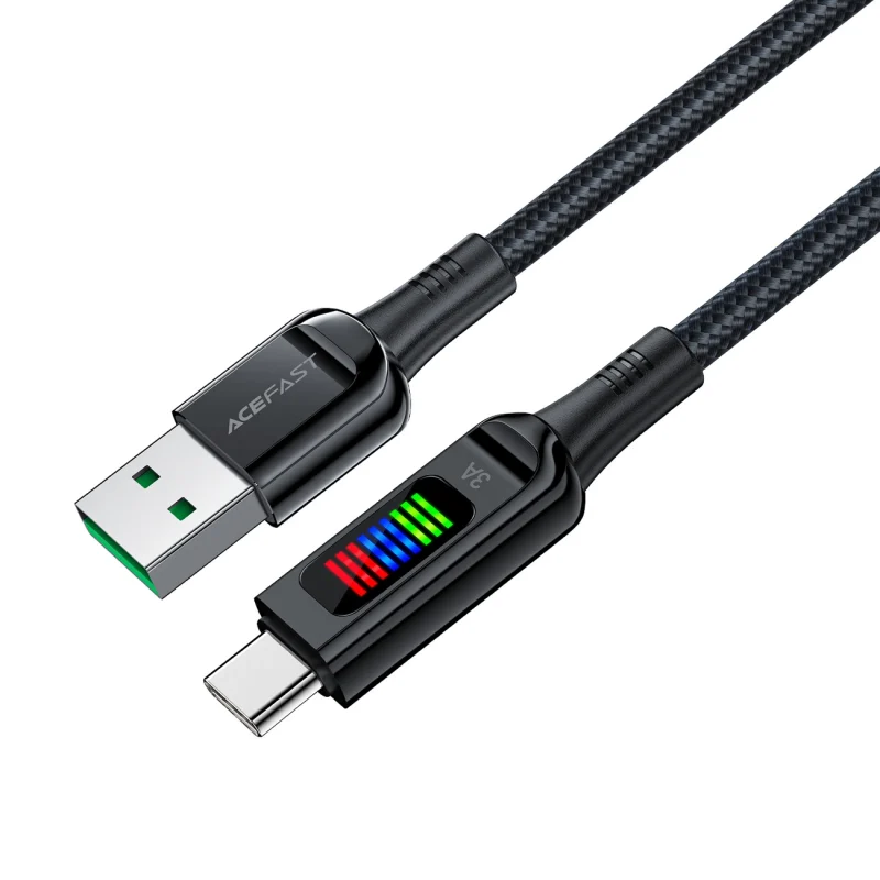 Kabel Acefast C7-04 USB-A USB-C 60W 1.2m z wyświetlaczem - czarny - obrazek 2