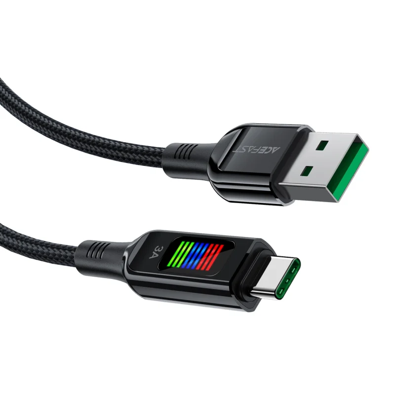 Kabel Acefast C7-04 USB-A USB-C 60W 1.2m z wyświetlaczem - czarny - obrazek 3