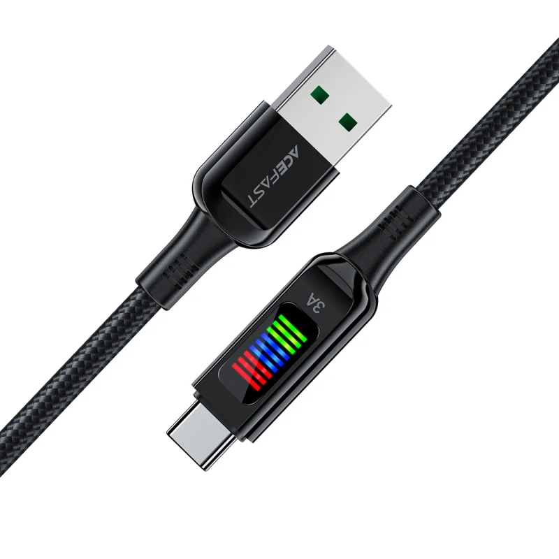 Kabel Acefast C7-04 USB-A USB-C 60W 1.2m z wyświetlaczem - czarny - obrazek 4