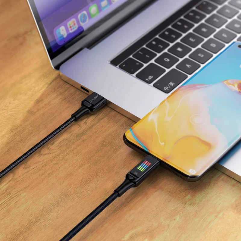 Kabel Acefast C7-04 USB-A USB-C 60W 1.2m z wyświetlaczem - czarny - obrazek 5