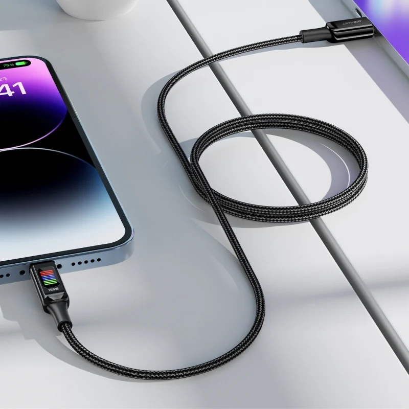 Kabel Acefast C7-03 USB-C USB-C 100W 1.2m z wyświetlaczem - czarny - obrazek 6