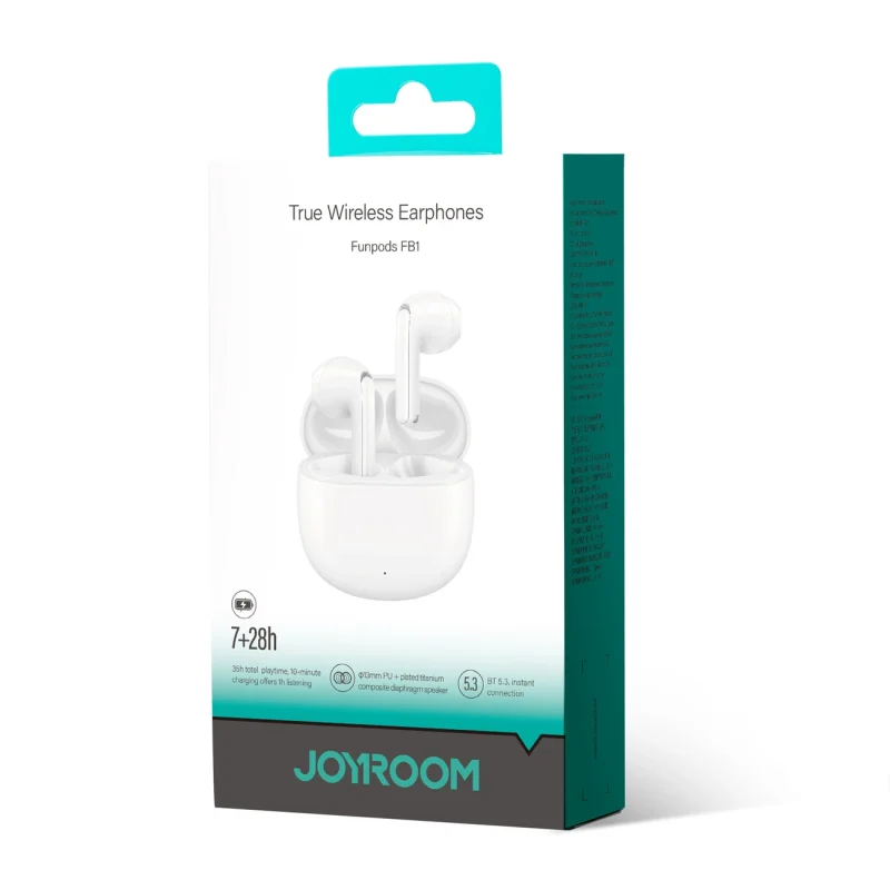 Słuchawki bezprzewodowe TWS Joyroom Funpods Series JR-FB1 Bluetooth 5.3 - białe - obrazek 5