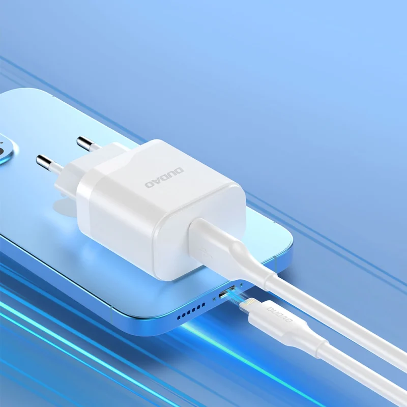 Ładowarka Dudao A20EU sieciowa USB-A 18W - biała + kabel USB-A - Lightning - obrazek 7