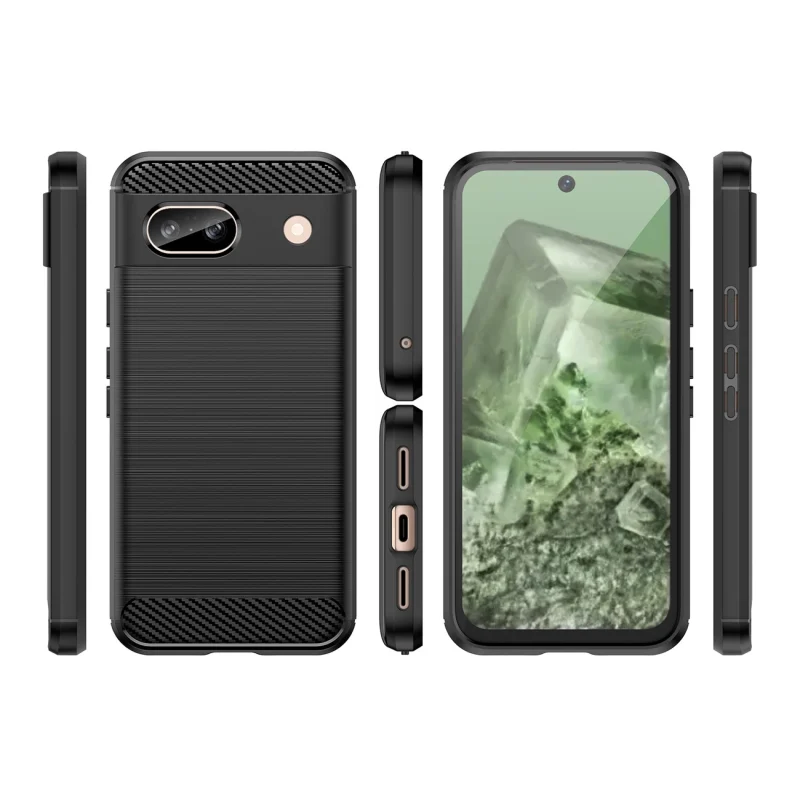 Etui Carbon Case do Google Pixel 8A elastyczny silikonowy karbonowy pokrowiec - czarny - obrazek 8