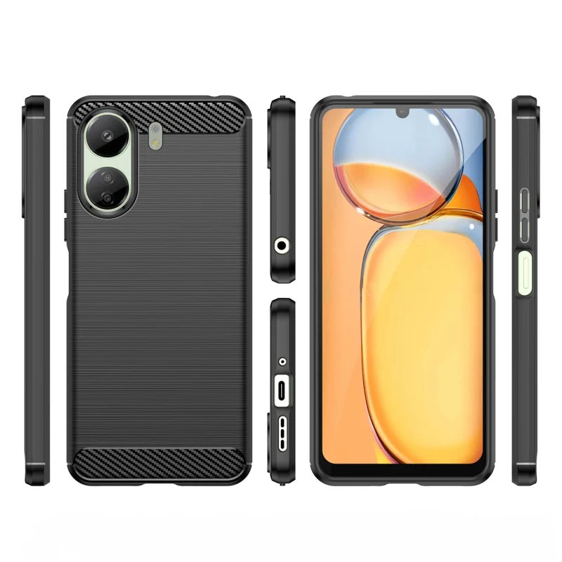 Etui Carbon Case do Xiaomi Redmi 13c elastyczny silikonowy karbonowy pokrowiec - czarny - obrazek 8