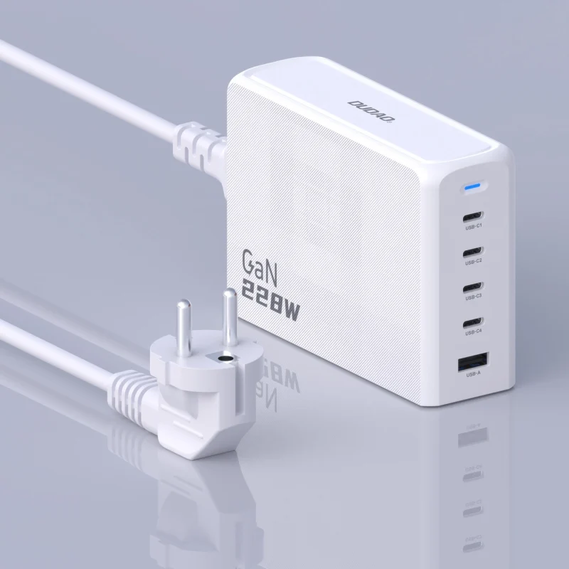 Ładowarka Dudao A228EU GaN 1x USB-A 4x USB-C PD 228W - biała - obrazek 11