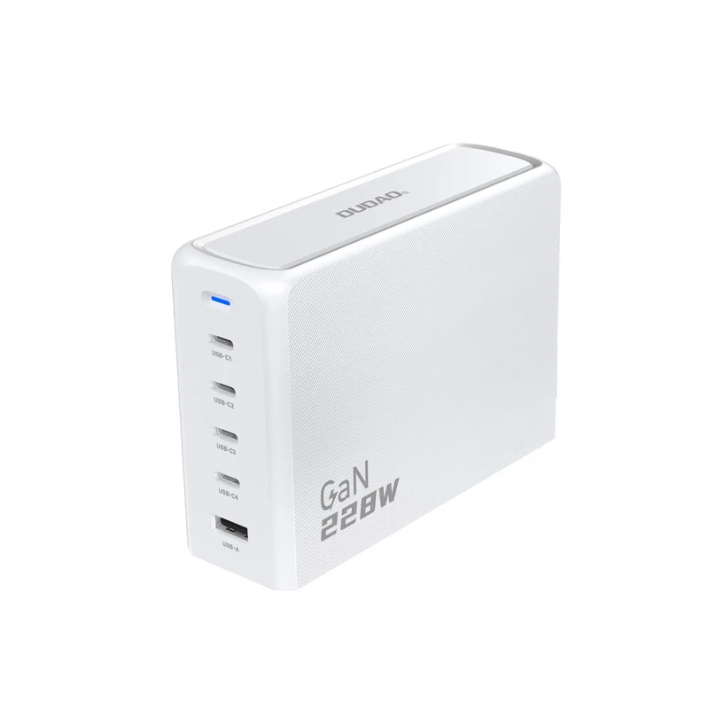 Ładowarka Dudao A228EU GaN 1x USB-A 4x USB-C PD 228W - biała - obrazek 2