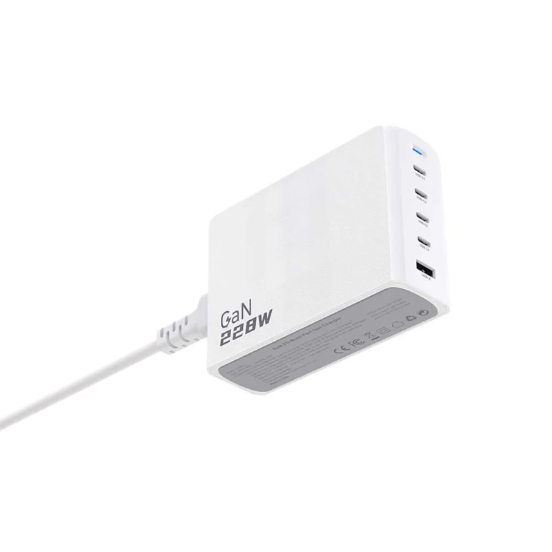 Ładowarka Dudao A228EU GaN 1x USB-A 4x USB-C PD 228W - biała - obrazek 4