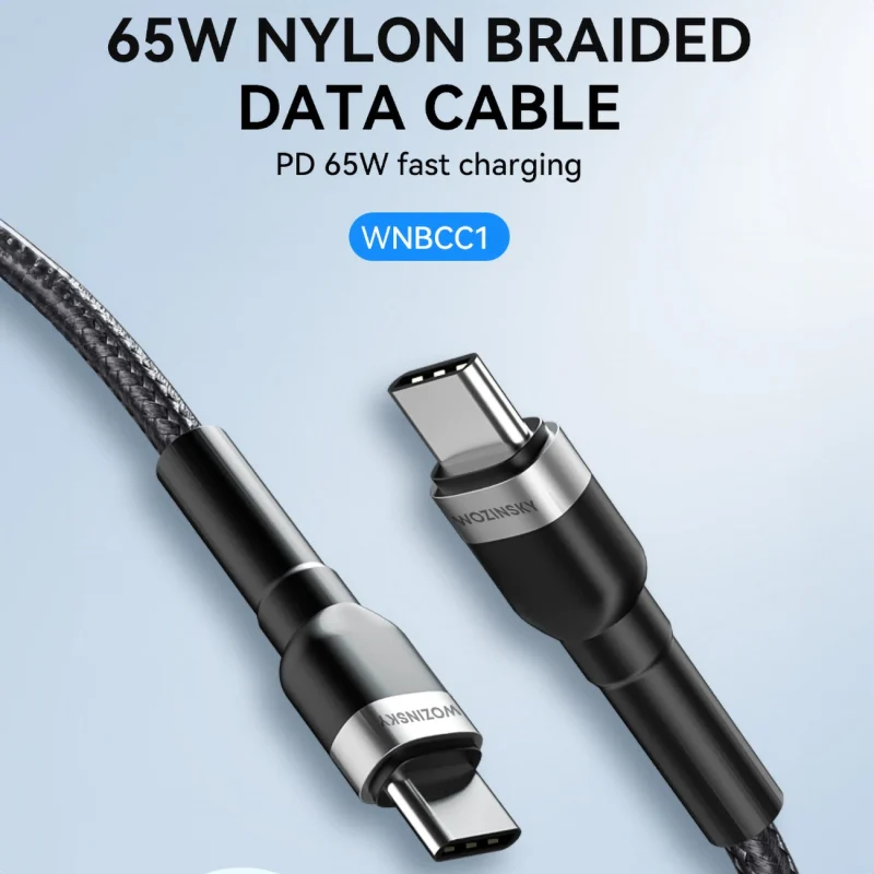 Kabel Wozinsky WNBCC1 USB-C / USB-C PD 65W 1 m - czarny - obrazek 6