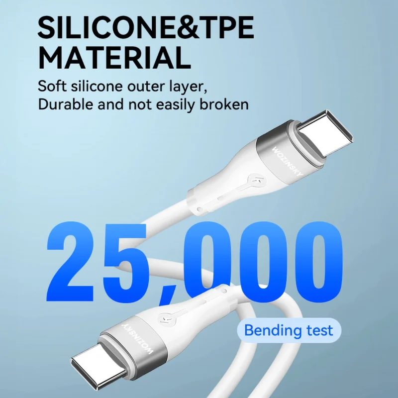 Kabel Wozinsky WSTCC1 USB-C / USB-C PD 65W 1 m - biały - obrazek 7