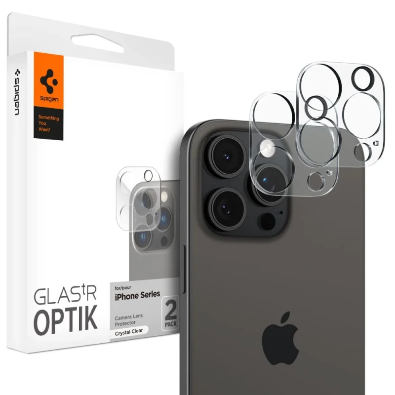 Osłona aparatu Spigen Optik.tR Camera Protector na iPhone 14 Pro / Pro Max / 15 Pro / Pro Max / 16 Pro / Pro Max - przezroczyste 2 szt.