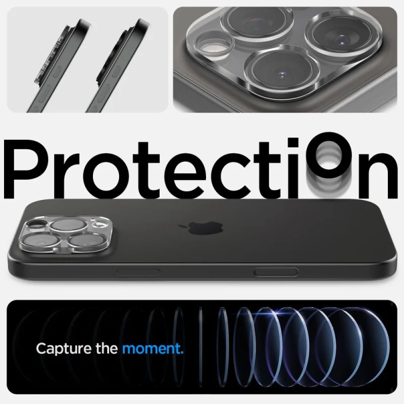 Osłona aparatu Spigen Optik.tR Camera Protector na iPhone 14 Pro / Pro Max / 15 Pro / Pro Max / 16 Pro / Pro Max - przezroczyste 2 szt. - obrazek 12