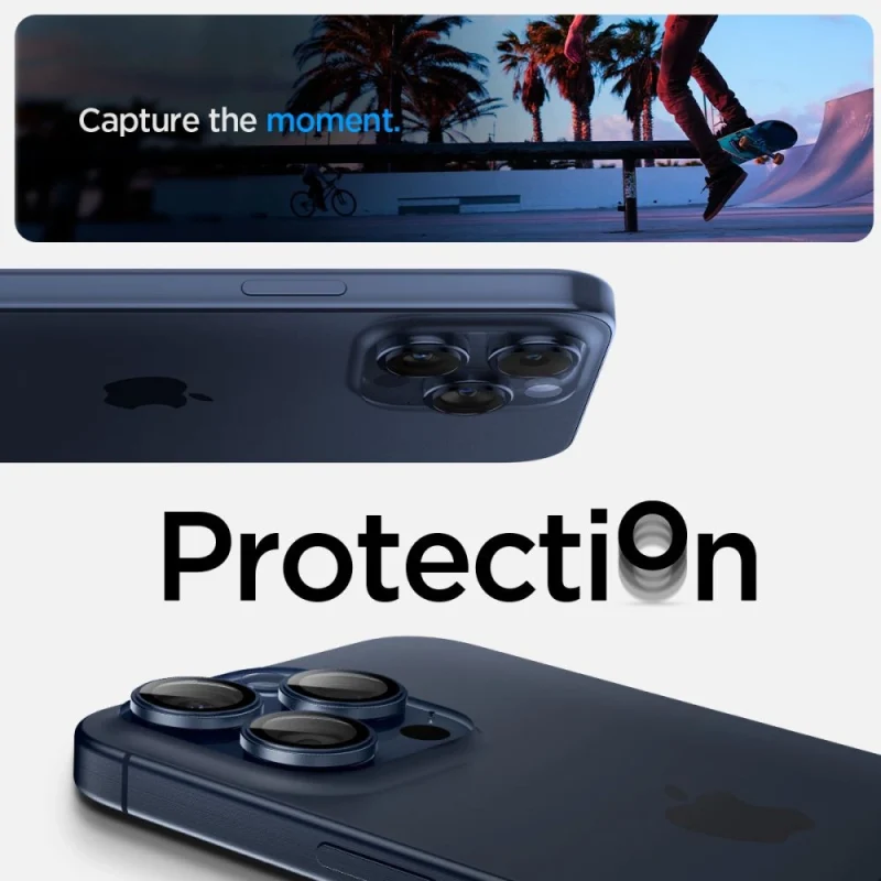 Osłona aparatu Spigen Optik.tR EZ Fit Camera Protector na iPhone 14 Pro / Pro Max / 15 Pro / Pro Max - tytan błękitny 2 szt. - obrazek 8