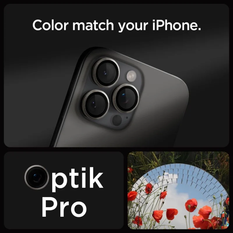 Osłona aparatu Spigen Optik.tR EZ Fit Camera Protector na iPhone 14 Pro / Pro Max / 15 Pro / Pro Max - tytan naturalny 2 szt. - obrazek 10