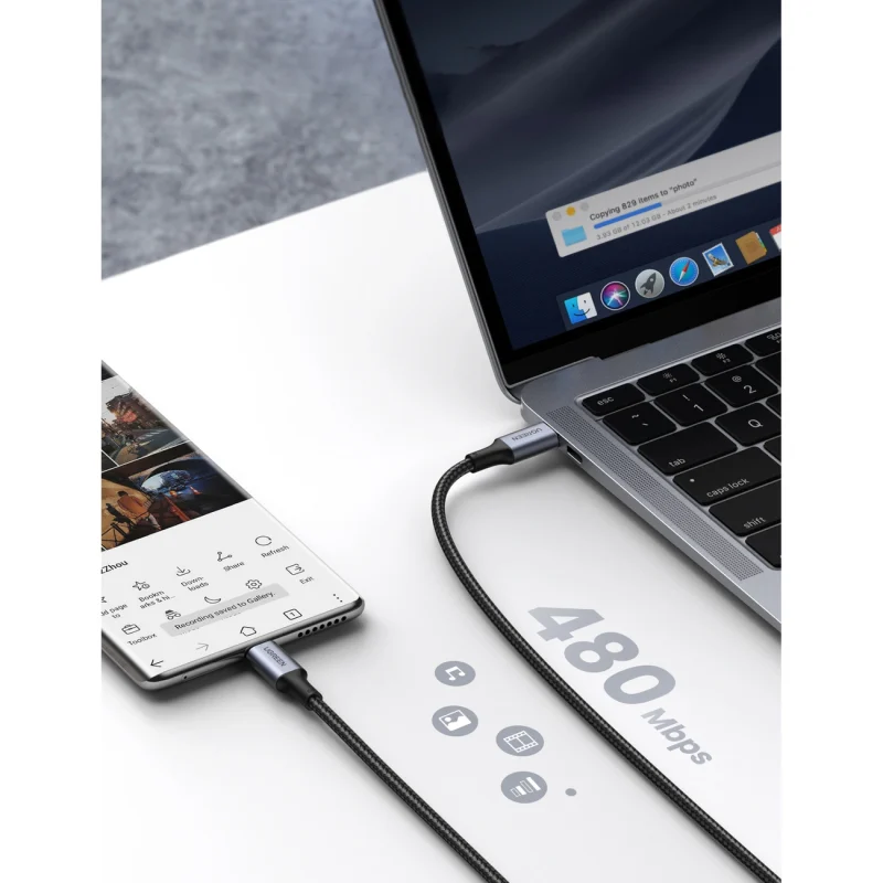 Kabel Ugreen US316 USB-C / USB-C 480Mb/s 5A 0.5m - szary - obrazek 6