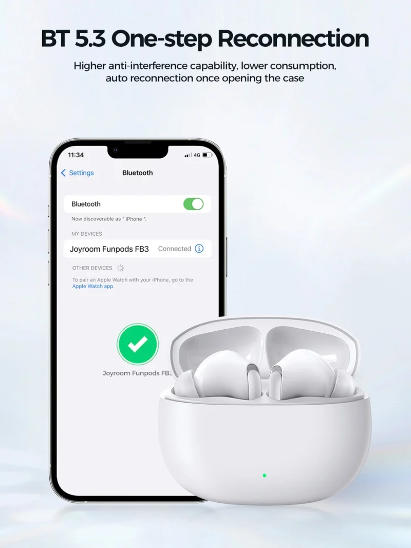 Słuchawki bezprzewodowe TWS Joyroom Funpods Series JR-FB3 Bluetooth 5.3 - białe - obrazek 9