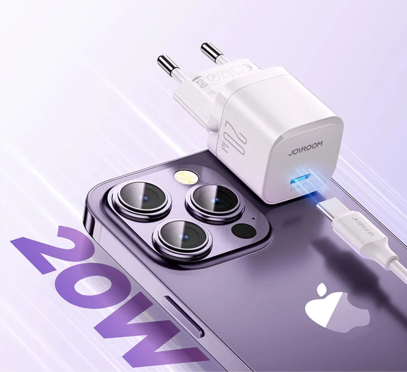 Ładowarka sieciowa Joyroom JR-TCF02 USB-C PD 20W + kabel USB-C - biała - obrazek 3