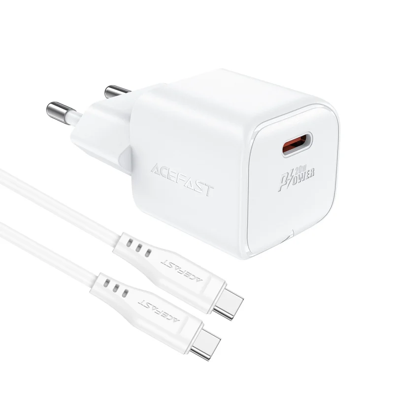 Ładowarka sieciowa Acefast A73 Mini PD 20W GaN + kabel USB-C - biała - obrazek 4