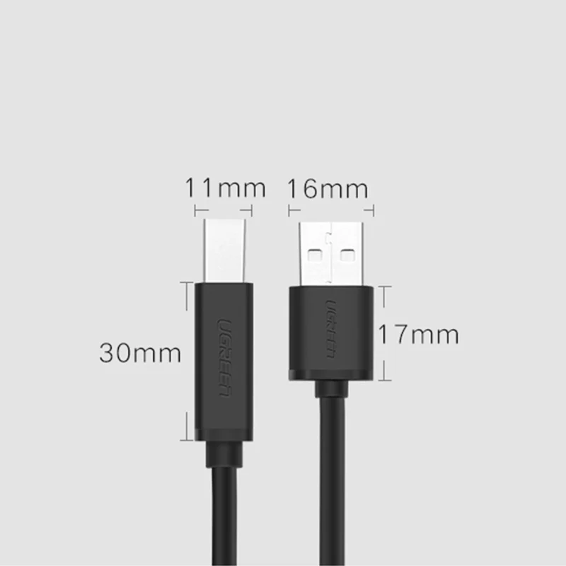 Kabel do drukarki Ugreen US122 USB-B USB-A 2.0 15m - czarny - obrazek 7