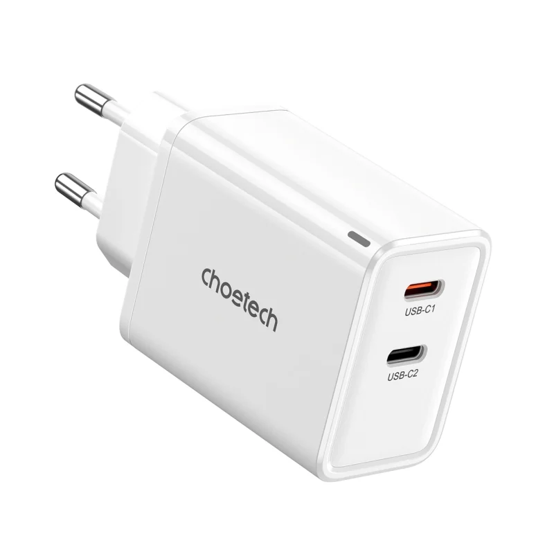 Ładowarka sieciowa Choetech PD6013 2x USB-C PD 65W GaN - biała - obrazek 2