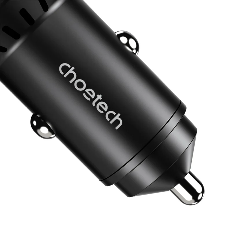 Ładowarka samochodowa Choetech TC0014 USB-C USB-A PD 60W z podświetleniem LED - czarna - obrazek 4