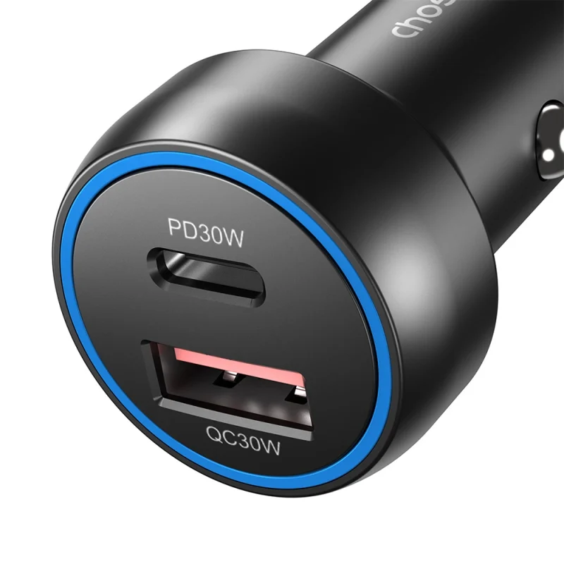 Ładowarka samochodowa Choetech TC0014 USB-C USB-A PD 60W z podświetleniem LED - czarna - obrazek 6