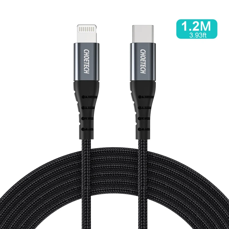 Kabel Choetech IP0039 USB-C / Lightning MFi 480Mb/s 3A 1.2m - czarny - obrazek 3