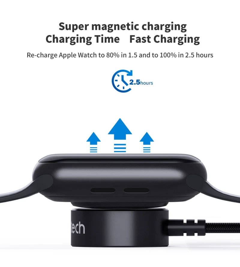 Ładowarka bezprzewodowa Choetech T319 MFI o mocy 5W, do Apple Watch + kabel USB-C - czarna - obrazek 2