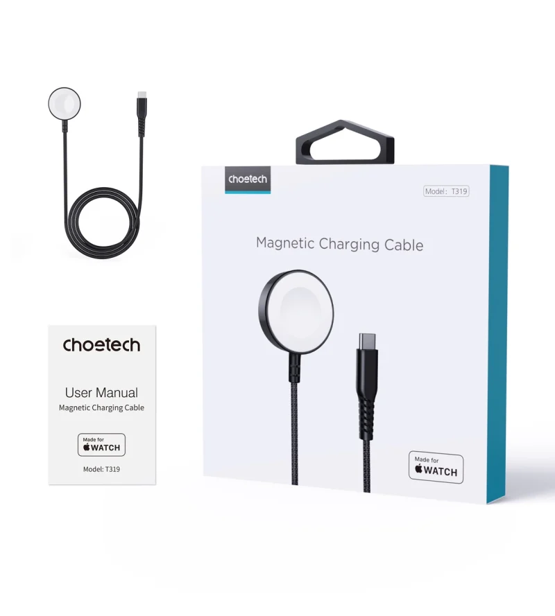 Ładowarka bezprzewodowa Choetech T319 MFI o mocy 5W, do Apple Watch + kabel USB-C - czarna - obrazek 8