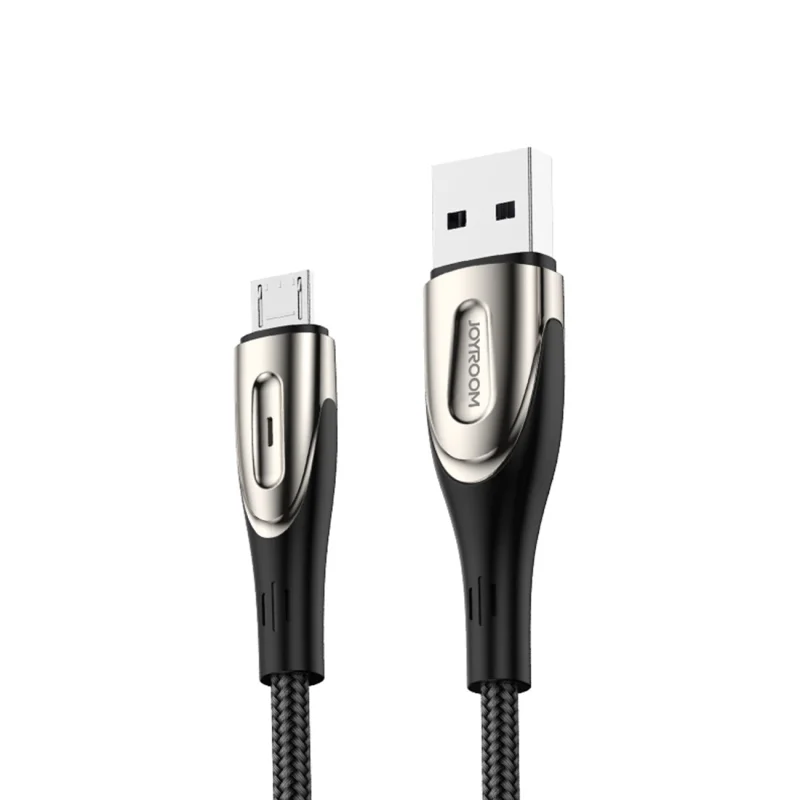 Kabel Joyroom Sharp Series S-M411 USB-A / micro USB 3A 2m ze wskaźnikiem ładowania - czarny