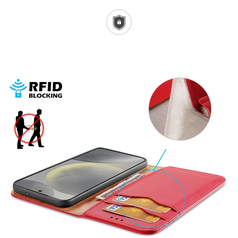 Etui Dux Ducis Hivo z klapką i blokadą RFID do Samsung Galaxy S24+ - czerwone - obrazek 3